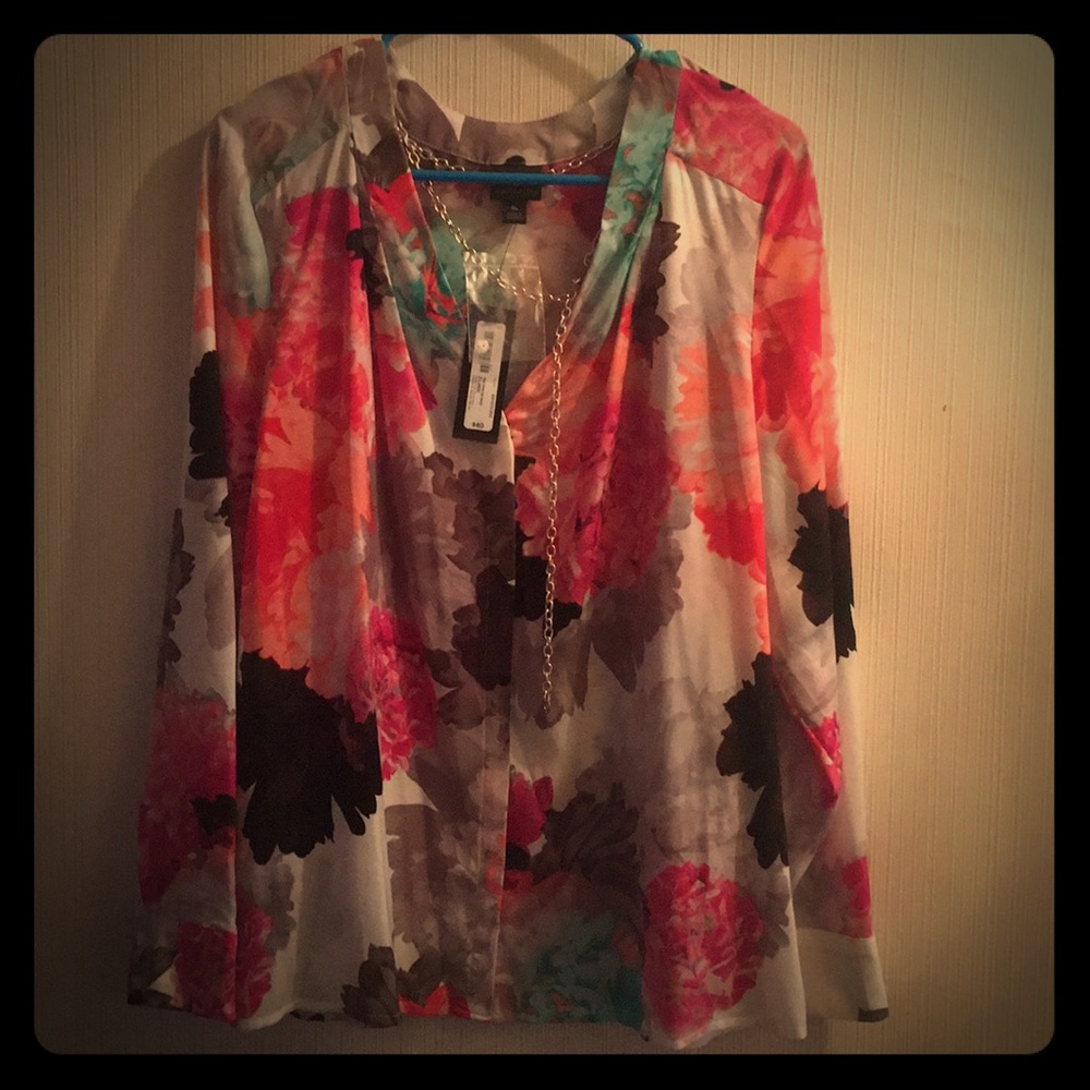 Worthington Floral Button Down Blouse
